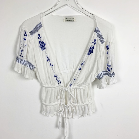 Urban Outfitters Tops - White and Blue Urban Outfitters Blouse - L